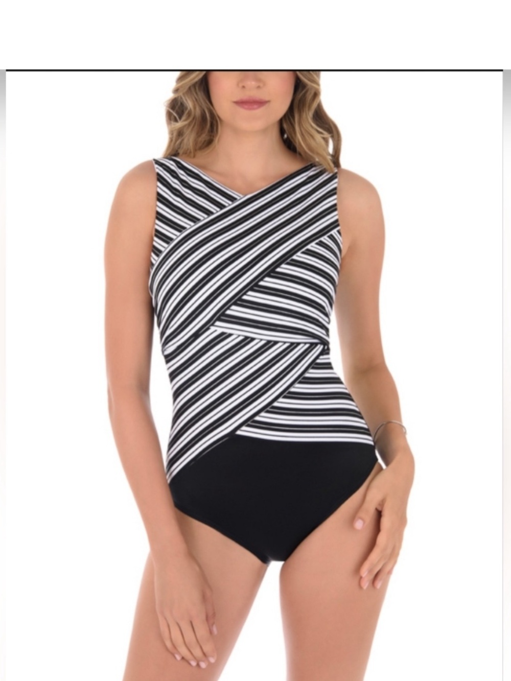 Miraclesuit Belmont Stripe Brio swimsuit size 16